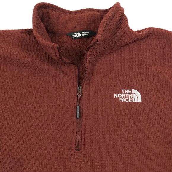 THE NORTH FACE 1/4 Zip Textured Fleece Pullover Men L Burgundy Outdoor Travel - Picture 4 of 9